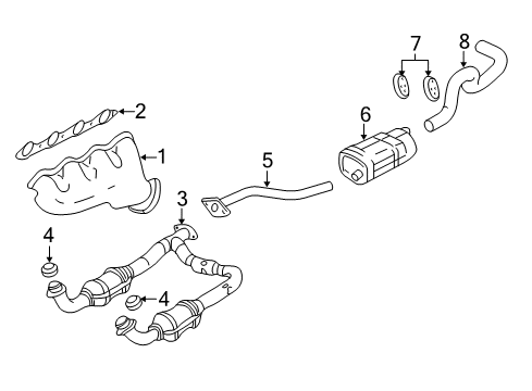 2005 Chevrolet Silverado 1500 Exhaust Components, Exhaust Manifold Exhaust Muffler Assembly (W/ Exhaust & T/Pipe & 3W Diagram for 15798950