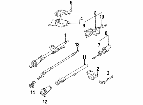 1987 Nissan Stanza Steering Column, Steering Wheel & Trim, Housing & Components, Shaft & Internal Components, Shroud, Switches & Levers Switch Assy-Lighting Diagram for 25540-D4500