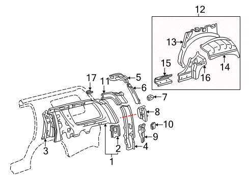 Diagram for 2007 Toyota Sequoia Inner Structure - Quarter Panel 