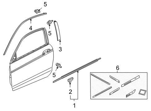2011 Honda Accord Exterior Trim - Door Molding, L. FR. Door Sash Diagram for 72465-TE0-A01