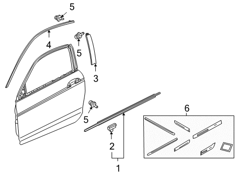 2008 Honda Accord Exterior Trim - Door Molding, Body Side *B92P* (NIGHTHAWK BLACK PEARL) Diagram for 08P05-TE0-140