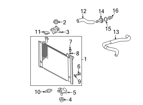 2006 Toyota Prius Radiator & Components Radiator Assembly Diagram for 16041-21281