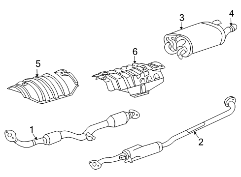 2005 Toyota Solara Exhaust Components Muffler W/Tailpipe Diagram for 17430-0A261