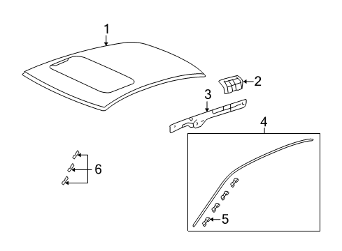 2008 Honda Accord Roof & Components, Exterior Trim Clip D, Windshield Diagram for 73157-TA0-A01
