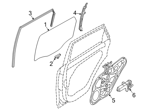 2014 Kia Sorento Rear Door Run-Rear Door Window Glass Diagram for 835301U000