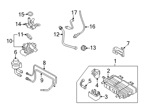 2006 Ford Fusion Emission Components Canister Diagram for 9E5Z-9D653-A