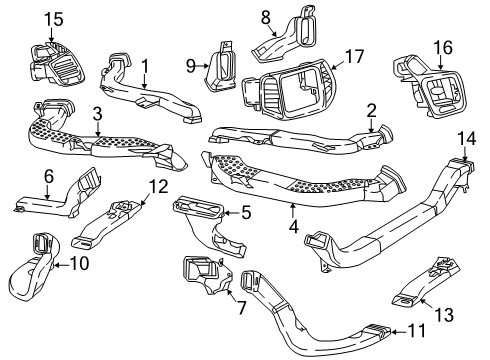 2019 Jeep Compass Ducts Duct-Center Distribution Diagram for 68280456AA