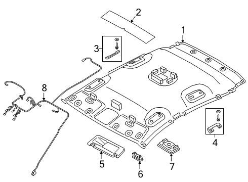 2019 Hyundai Kona Interior Trim - Roof Room Lamp Assembly Diagram for 92850-J9100-TTX