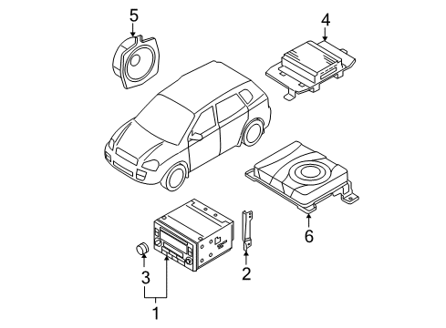 2005 Hyundai Tucson Sound System Bracket-Radio Mounting, LH Diagram for 96155-2E000