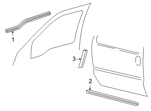 2000 Ford Excursion Exterior Trim - Front Door Body Side Molding Diagram for YC3Z-7820878-AAPTM