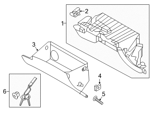 2018 Hyundai Santa Fe Sport Glove Box Knob Assembly-Glove Box Diagram for 84542-2W000-NBC