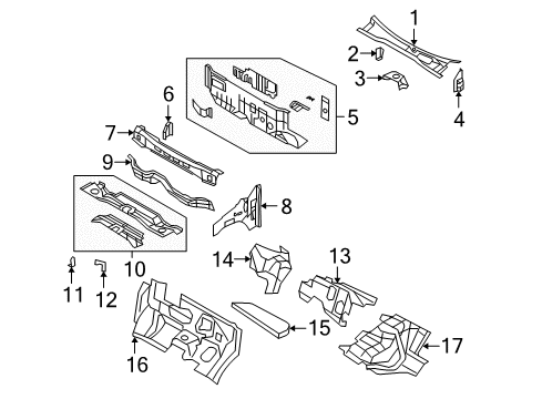 2010 Chrysler Town & Country Cowl Brace-COWL PLENUM To COWL Side Diagram for 5109393AA