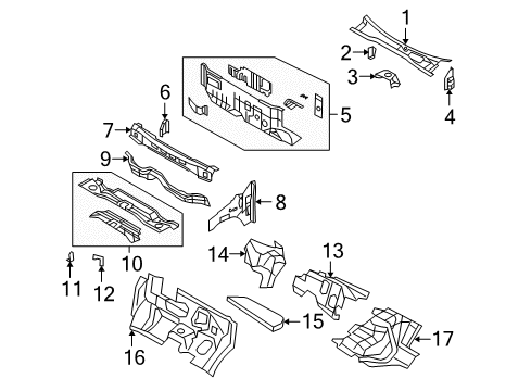 2013 Chrysler Town & Country Cowl SILENCER-Dash Panel Diagram for 5028592AI