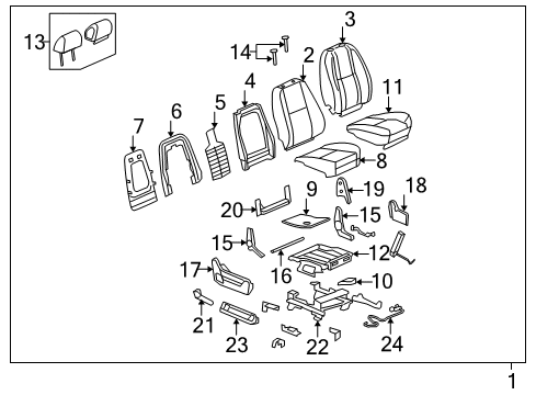 2010 Cadillac Escalade Front Seat Components Adjuster Asm-Passenger Seat Diagram for 25966557