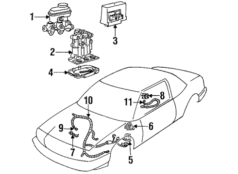 1994 Pontiac Grand Prix ABS Components Abs Control Module-Electronic Brake Control Module Assembly Diagram for 16184393