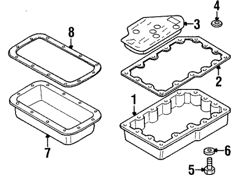 1997 Isuzu Trooper Automatic Transmission Oil Pan Assembly, Automatic Transmission Diagram for 8-96023-707-0