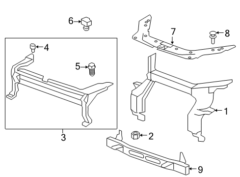 2014 GMC Acadia Radiator Support Upper Support Diagram for 20986169