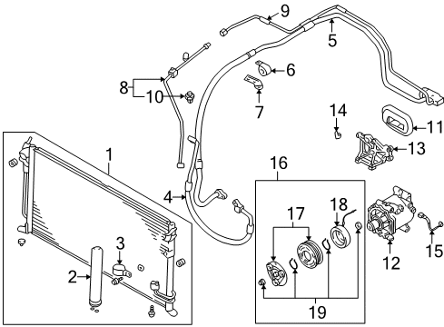 2002 Mitsubishi Lancer Air Conditioner CLUTCHPKG-A/C Compressor Diagram for MR460108