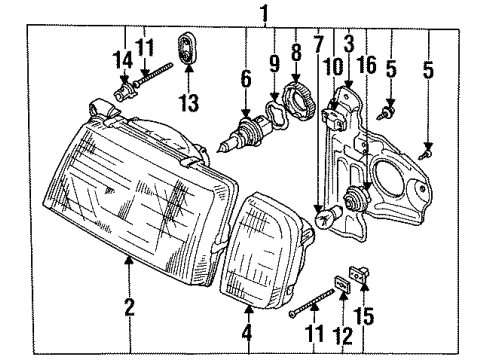 1998 Chevrolet Tracker Headlamps Bolt, Headlamp Adjuster Diagram for 91171006