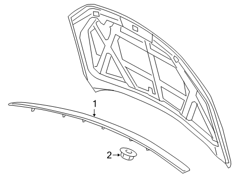 2011 Mercury Milan Exterior Trim - Hood Front Molding Diagram for 9N7Z-16856-A