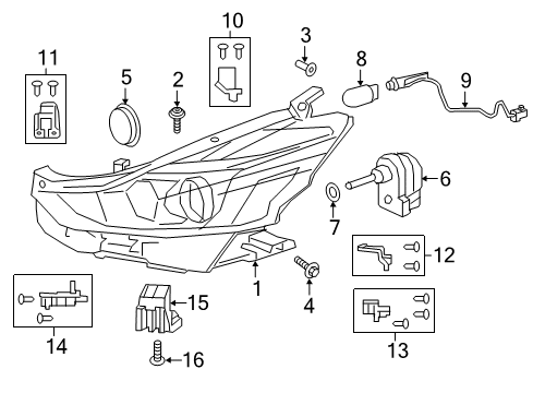 2015 Toyota Prius V Bulbs Headlamp Bracket Screw Diagram for 90075-02065