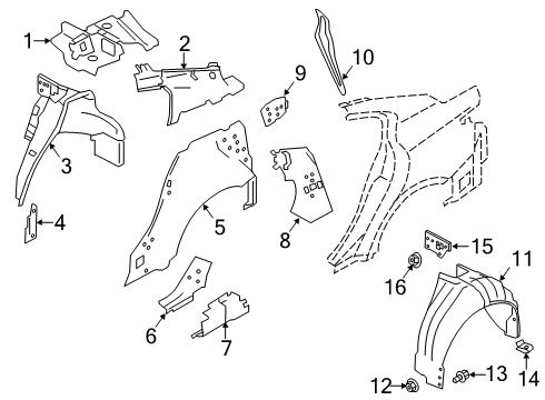 2022 INFINITI Q50 Inner Structure - Quarter Panel Protector-Rear Wheel House, LH Diagram for 76749-4GA0A