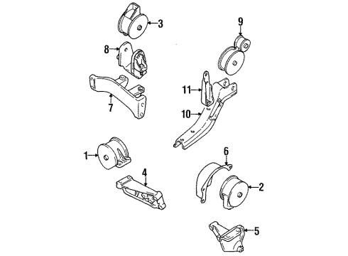 1996 Geo Metro Engine & Trans Mounting Bracket, Engine Rear Mount Diagram for 30001639