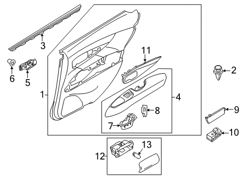 2011 Infiniti M37 Rear Door Rear Door Grip Assembly, Right Diagram for 82940-1MB0C