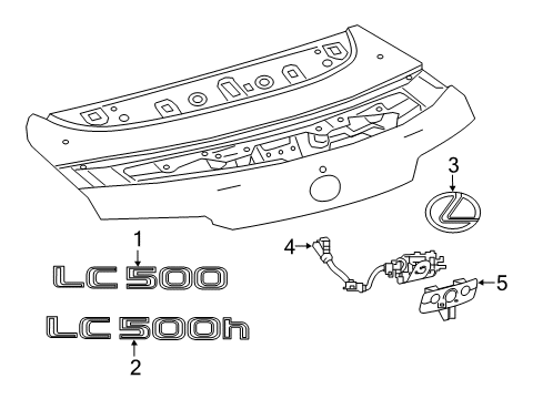 2021 Lexus LC500 Exterior Trim - Trunk Housing, Luggage Compartment Door Diagram for 64443-11010-A0