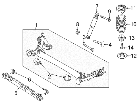 2014 Hyundai Accent Rear Suspension Rear Spring Pad, Lower Diagram for 55332-1J000