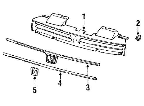 1993 Honda Accord Grille & Components Grommet, Screw (5MM) (Black) Diagram for 91635-SM4-003