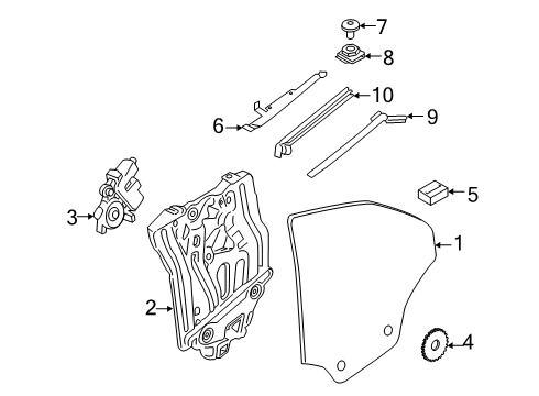 2022 BMW 840i xDrive Glass & Hardware - Quarter Panel WINDOW LIFTER WITHOUT MOTOR Diagram for 51378497045