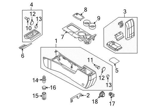 2009 Mercury Milan Console Console Body Diagram for 8N7Z-54045A36-EE