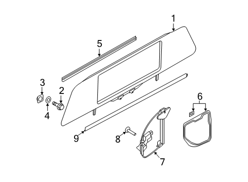 2013 Nissan Titan Back Glass Nut Diagram for 01221-0008U