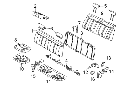 2013 Ford F-150 Rear Seat Components Seat Back Frame Support Diagram for BL3Z-18601B28-A