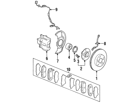 1997 Honda Prelude Front Brakes Caliper Sub-Assembly, Left Front Diagram for 45019-SS0-A00