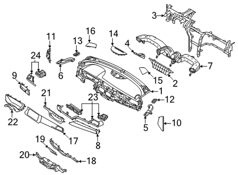 2021 Kia Niro Instrument Panel Bracket-C/PAD CLUSTE Diagram for 84724G5AA0