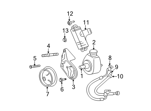 2002 Dodge Dakota P/S Pump & Hoses, Steering Gear & Linkage Cooler-Power Steering Diagram for 52038018