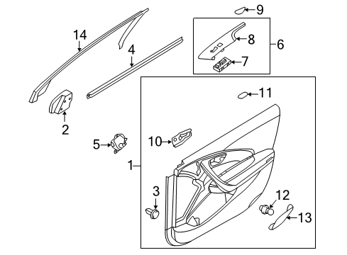 2012 Hyundai Azera Interior Trim - Front Door Cover-Door Pull Handle Diagram for 82770-3S000-HZ