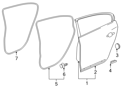 2017 Buick Regal Rear Door Door Weatherstrip Diagram for 13454651