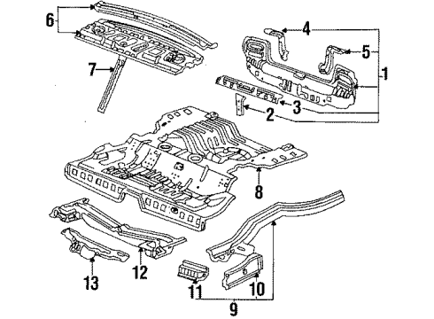 1986 Honda Accord Rear Body Panel Set, RR. Floor Diagram for 04655-SE3-A00ZZ