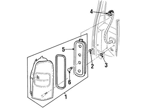 2002 Oldsmobile Silhouette Tail Lamps Tail Lamp Assembly Diagram for 19206746