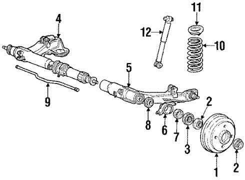 1986 Mitsubishi Mirage Rear Brakes Bearing, Use Up to Nov. 1987 Diagram for MB584761