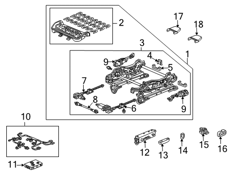 2008 Acura TL Tracks & Components Box Assembly, Gear Diagram for 81215-SEP-003