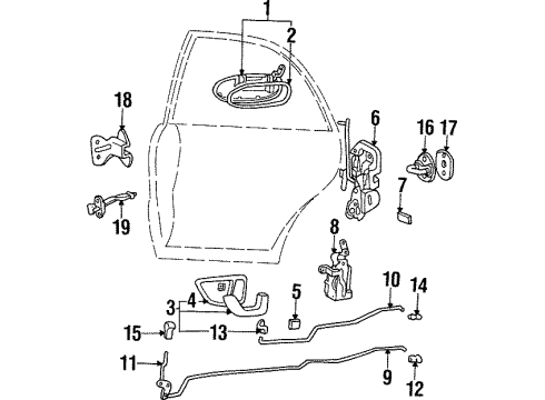 1997 Hyundai Sonata Rear Door - Lock & Hardware Latch Assembly-Rear Door, LH Diagram for 81410-34000