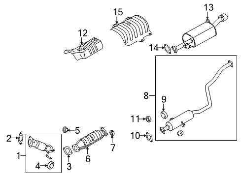 2013 Kia Forte Koup Exhaust Components Catalytic Converter Assembly Diagram for 28960-2G540