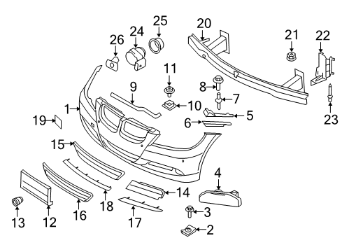 2006 BMW 325xi Parking Aid Threaded Bush Diagram for 11611716166