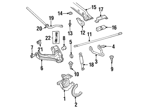 1994 Chevrolet K3500 Front Suspension Components, Lower Control Arm, Upper Control Arm, Stabilizer Bar Front Shock Absorber Assembly Diagram for 22064260