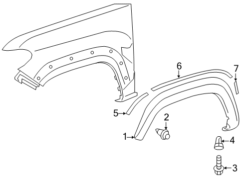 2019 Toyota Tacoma Exterior Trim - Fender Mud Guard Diagram for PT345-35170