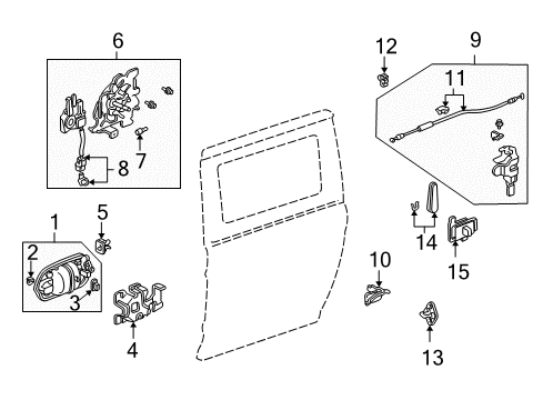 2001 Honda Odyssey Rear Door Handle Assembly, Right Rear Door (Outer) Diagram for 72640-S0X-A01